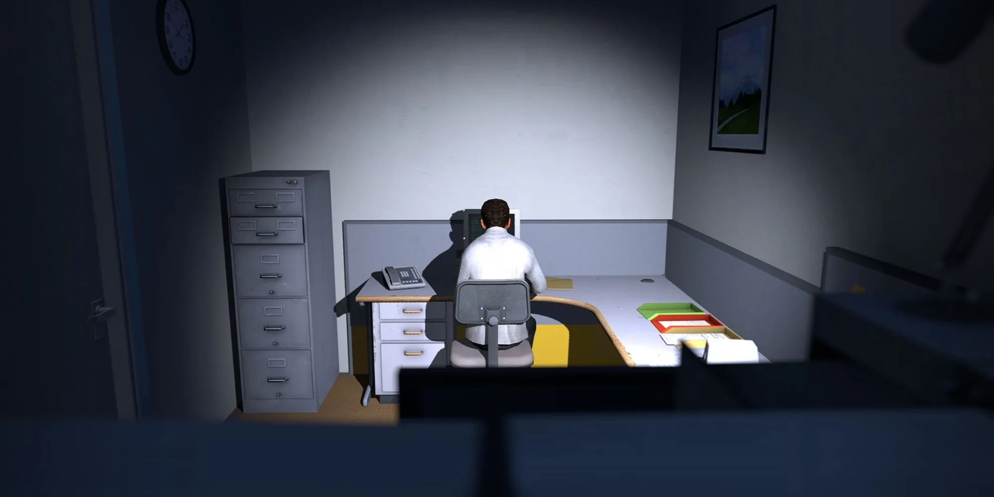 Cảnh văn phòng trong game phiêu lưu The Stanley Parable
