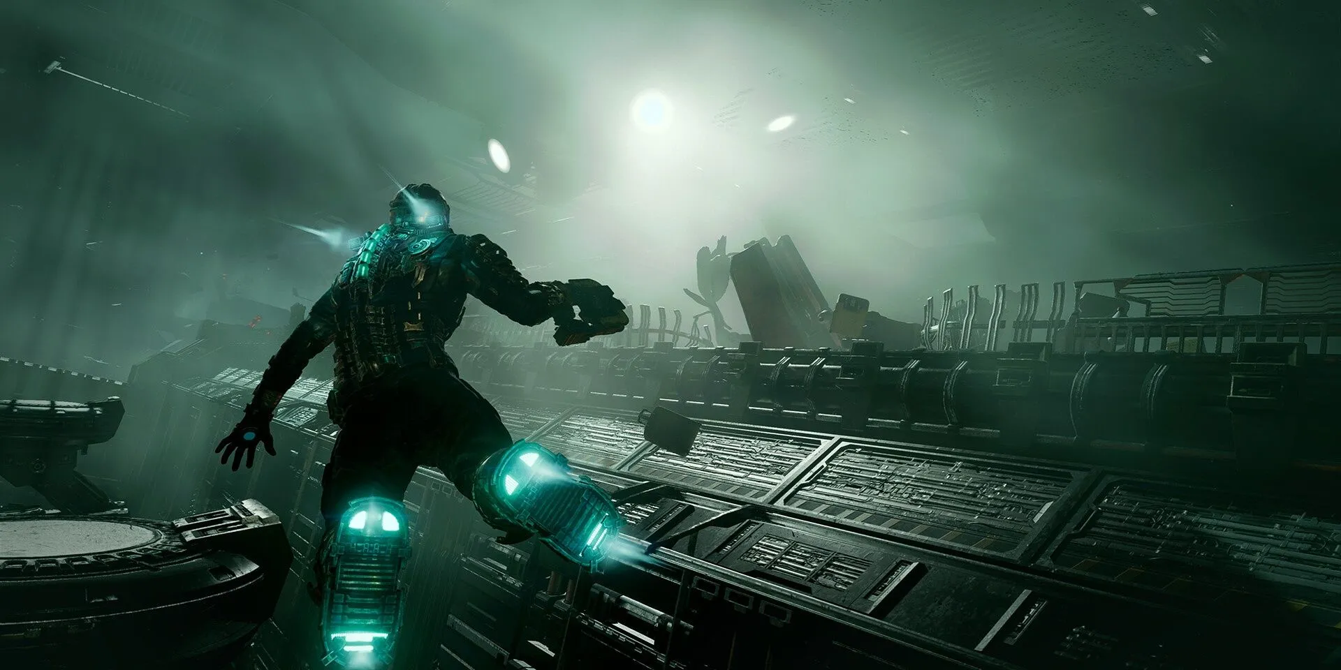Isaac floats in zero gravity in Dead Space (2023)