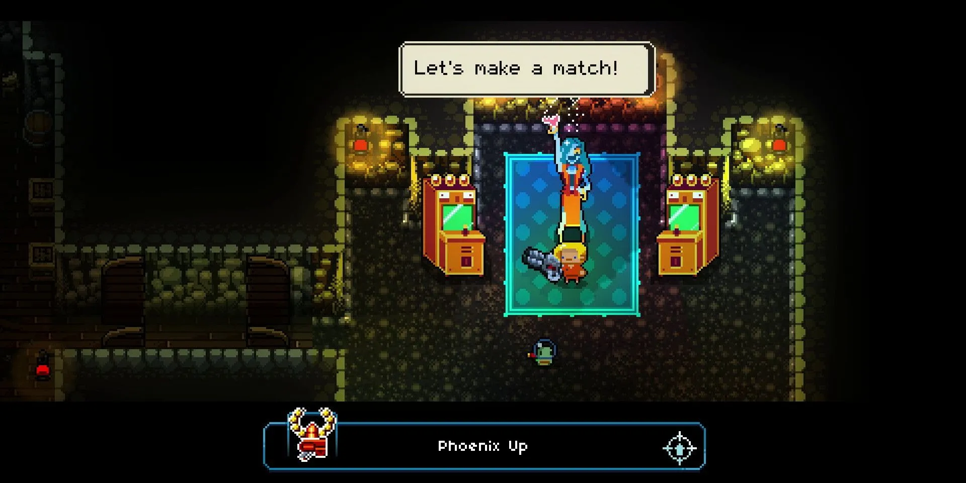 Một màn hình trong Enter the Gungeon hiển thị việc mở khóa một synergy (hiệu ứng kết hợp vật phẩm), một cơ chế gameplay quan trọng.