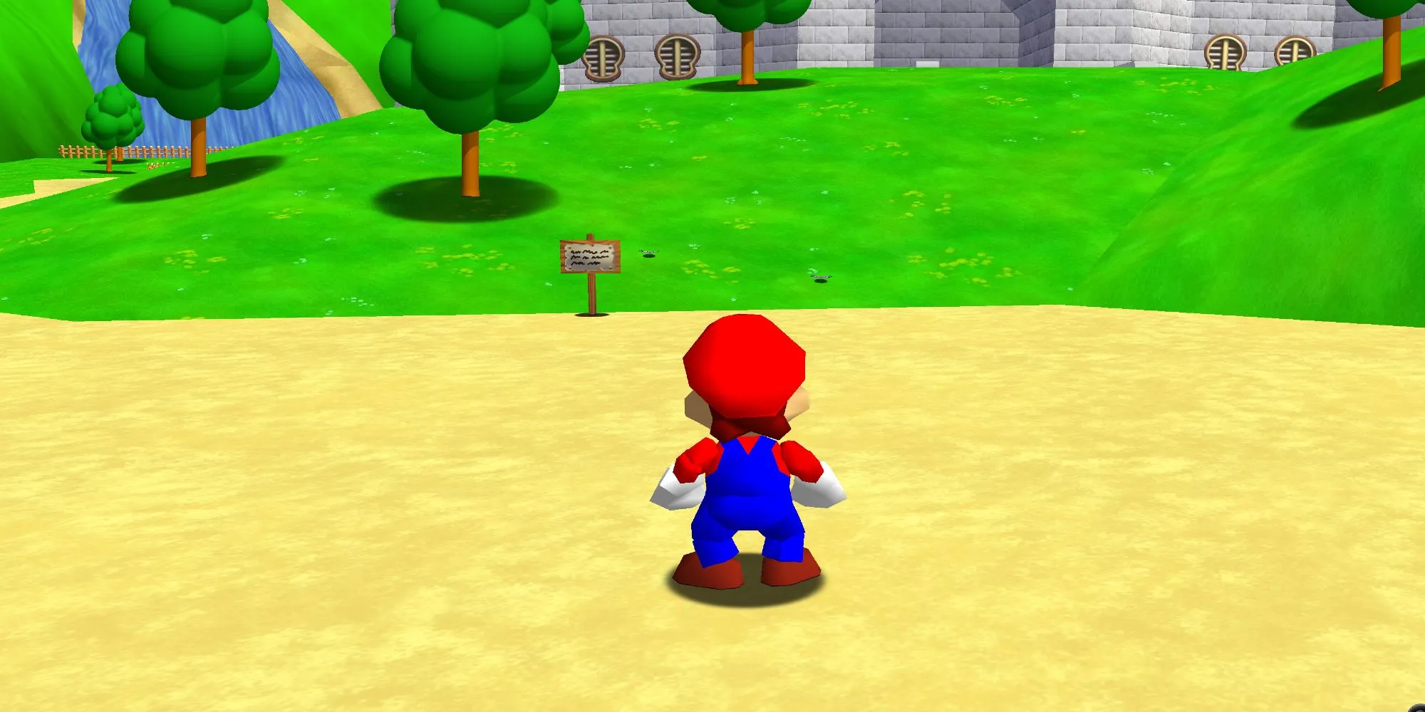 Ảnh chụp màn hình gameplay Super Mario 64, Mario trong thế giới 3D