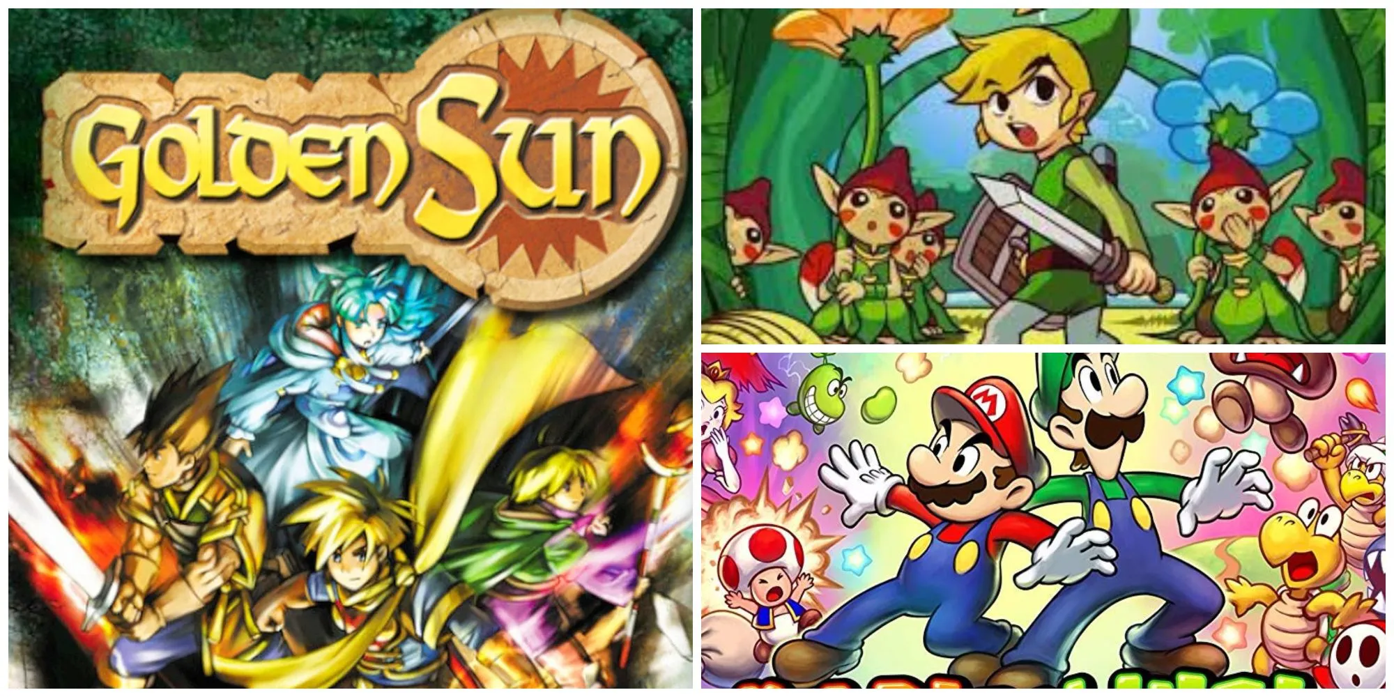 Ba game Game Boy Advance: Golden Sun, Minish Cap, Mario and Luigi Superstar Saga