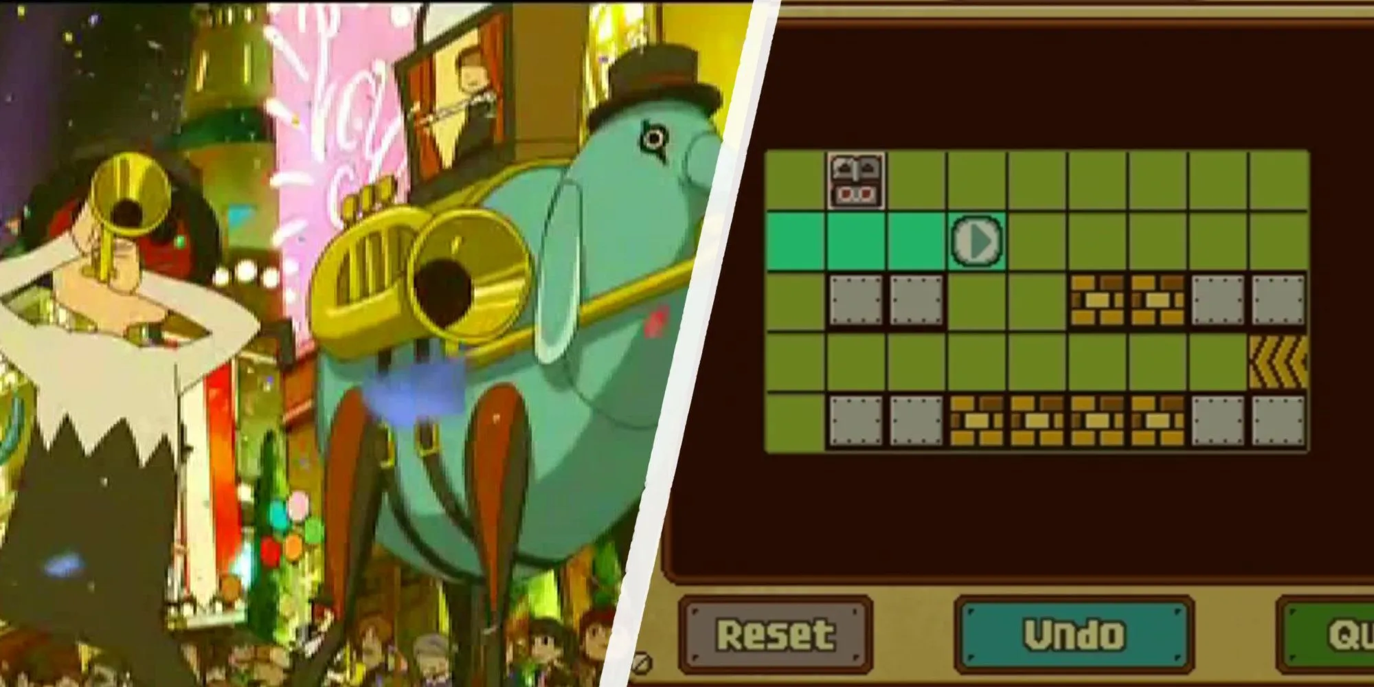 Các cảnh trong game Professor Layton and the Miracle Mask.