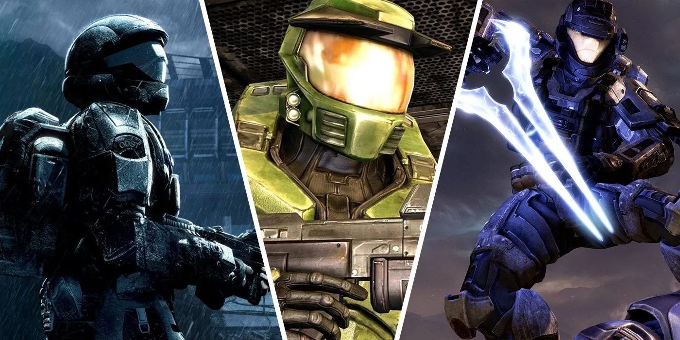 Các nhân vật biểu tượng từ Halo: The Master Chief Collection bao gồm Master Chief, The Rookie và Noble Six, đại diện cho các phần game kinh điển.