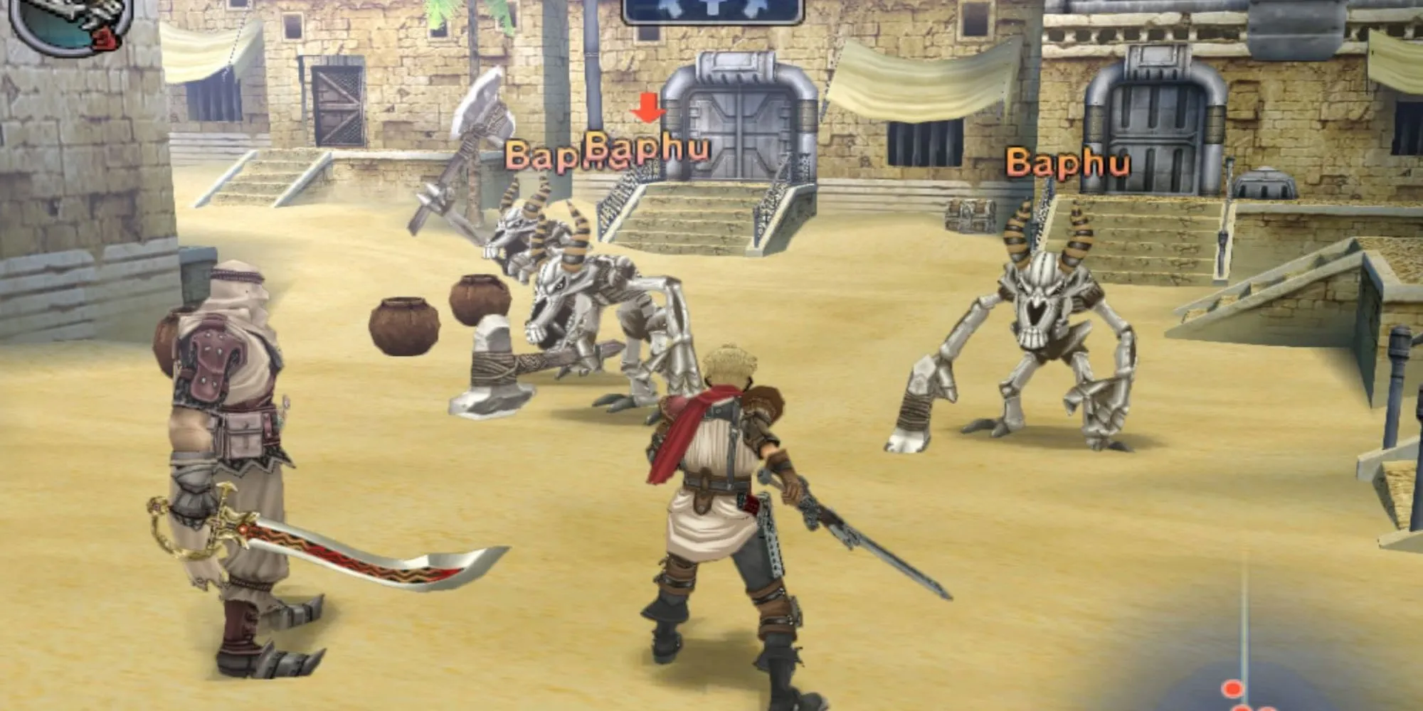 Cảnh chiến đấu trong game hành động JRPG Rogue Galaxy trên PS2