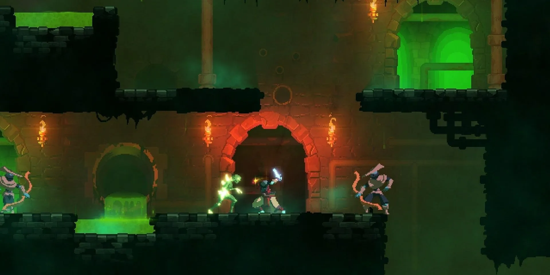 Chiến đấu với kẻ thù trong cống ngầm trong Dead Cells