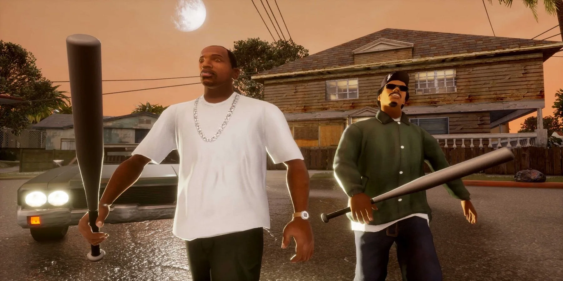 CJ và Ryder trong một phân cảnh của Grand Theft Auto: San Andreas