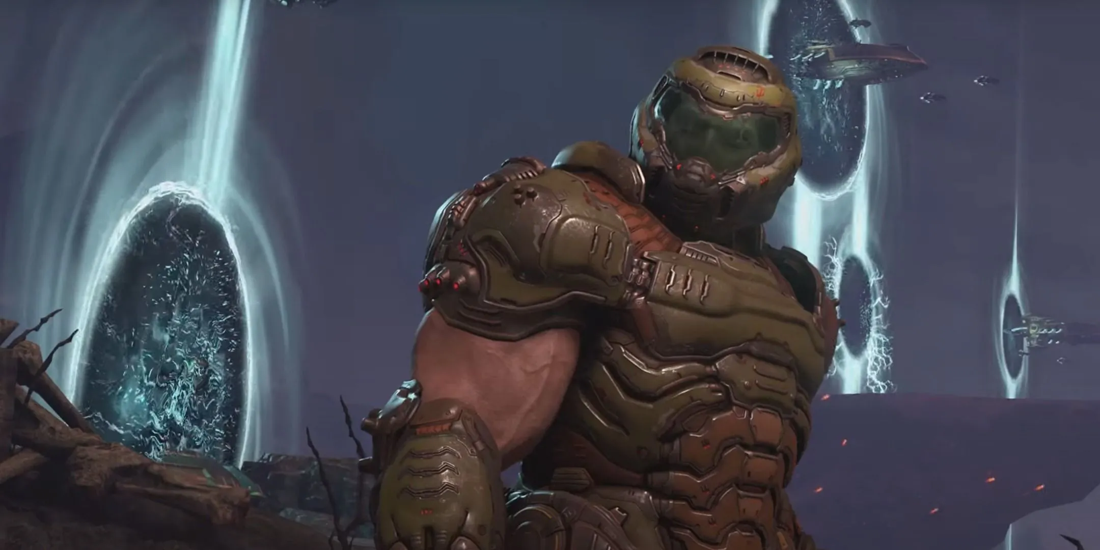 Doom Slayer cùng đội quân Sentinels chuẩn bị chiến đấu chống lại binh đoàn Địa Ngục trong Doom Eternal.