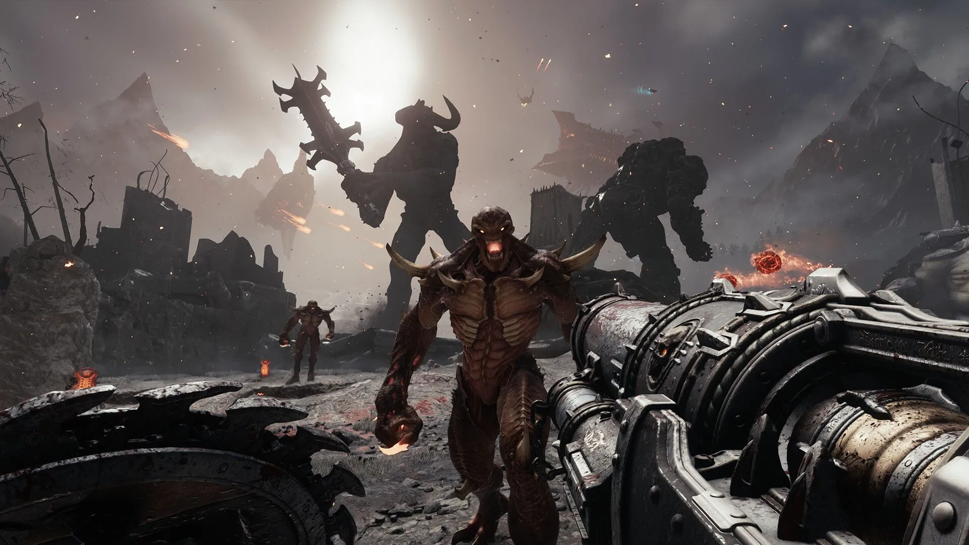Doom Slayer cưỡi rồng xương trong Doom: The Dark Ages