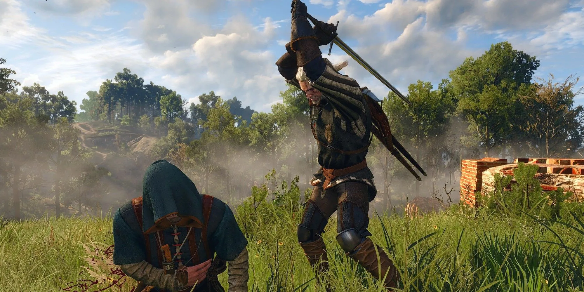 Geralt chiến đấu với kẻ thù trong The Witcher 3