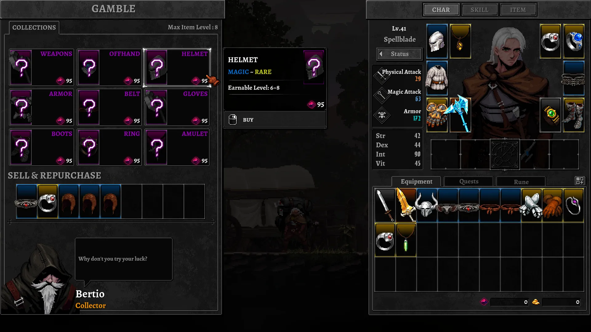 Giao diện menu trang bị trong game Dragon Is Dead