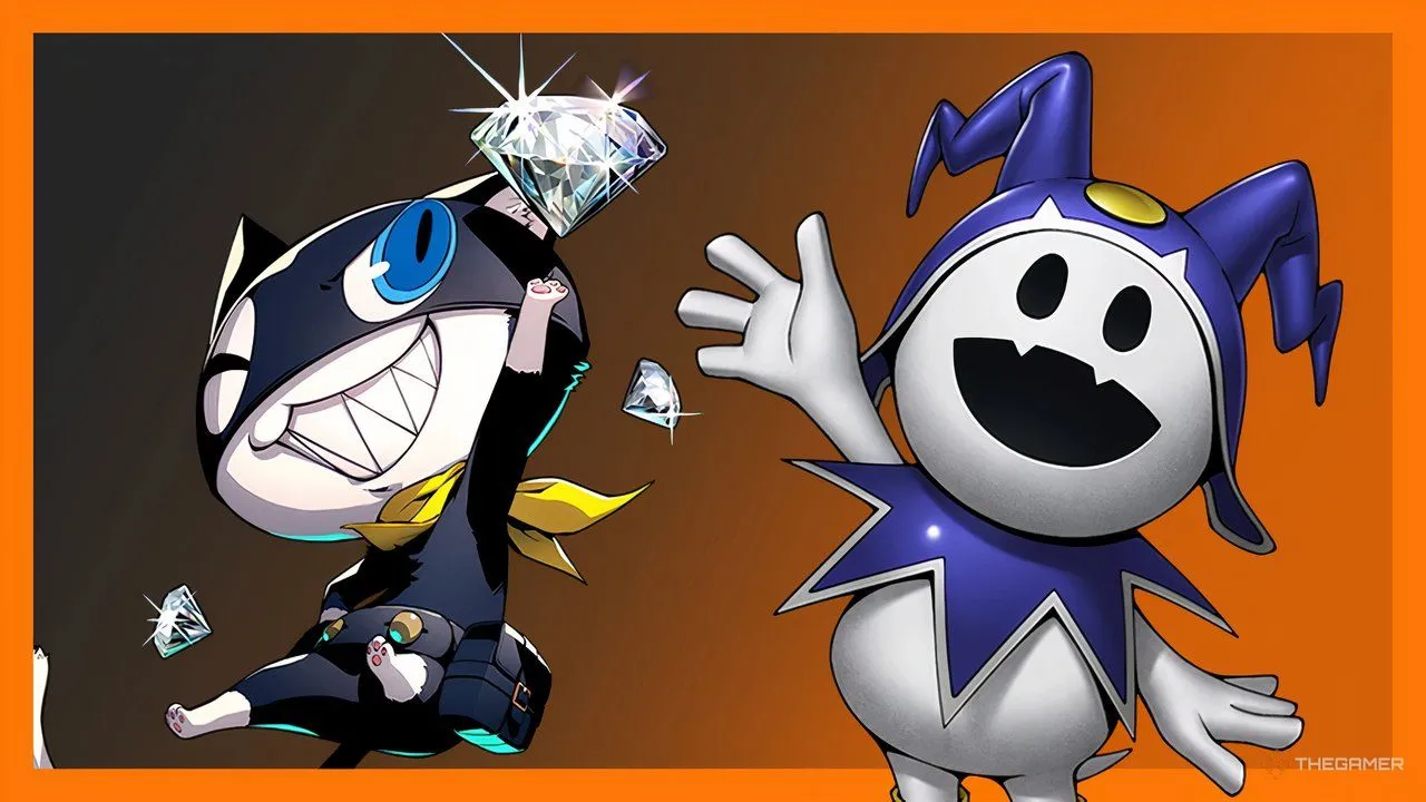 Hình ảnh minh họa các linh vật nổi bật của series game Persona, bao gồm Morgana từ Persona 5, Teddie từ Persona 4 và Koromaru từ Persona 3.