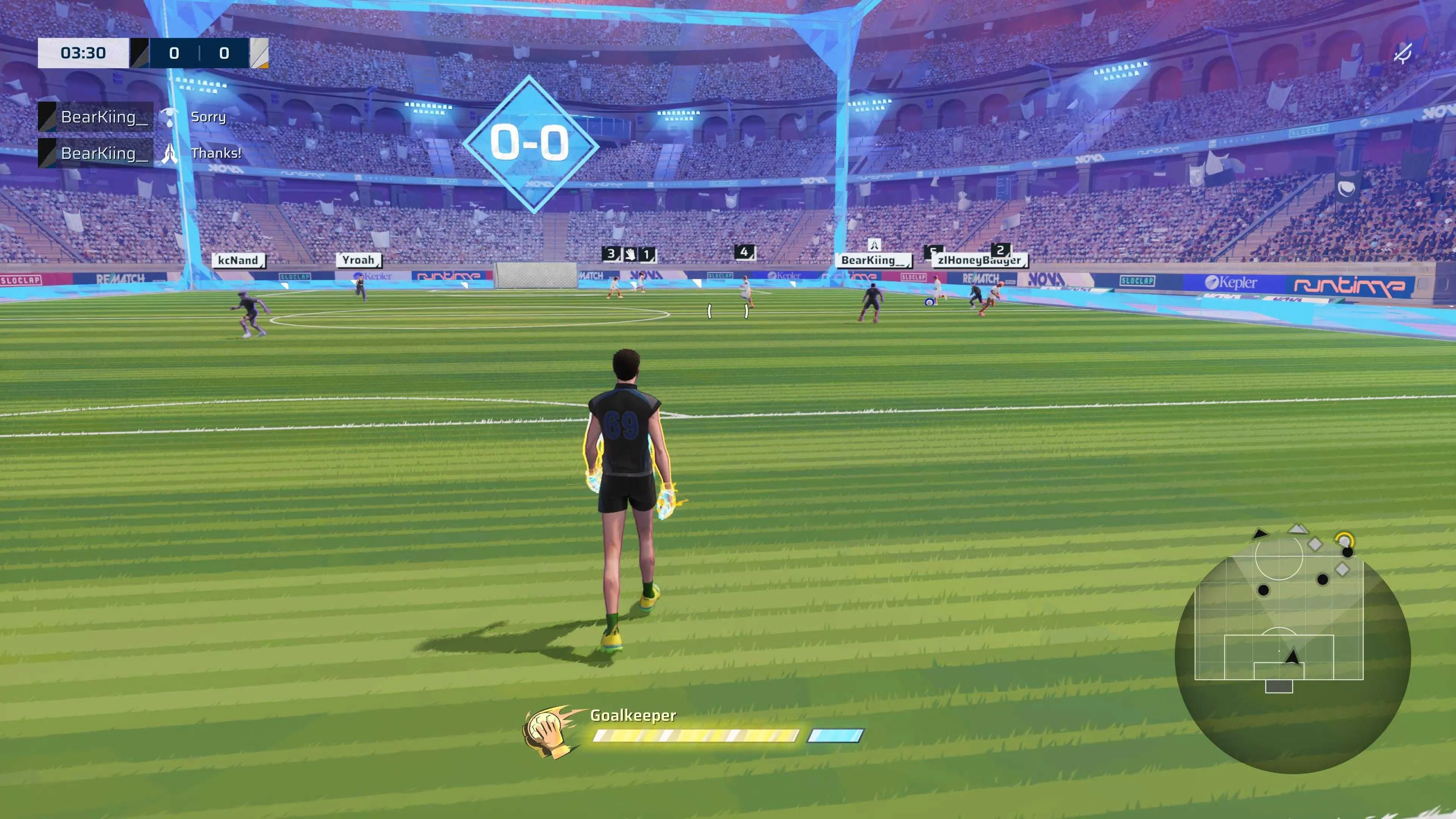 Hình ảnh thủ môn trong game Rematch, minh họa cho các lỗi gameplay và dịch vụ trực tuyến