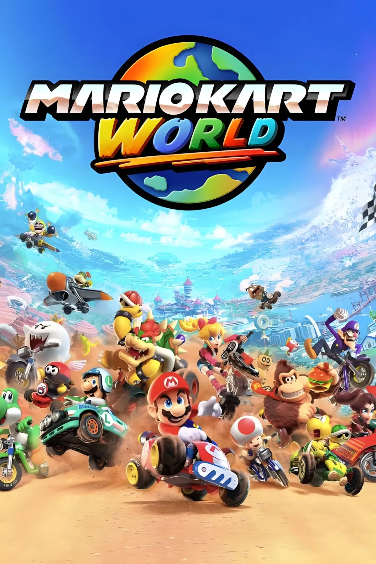 Hình bìa trang tổng hợp game đua xe thế giới mở Mario Kart World