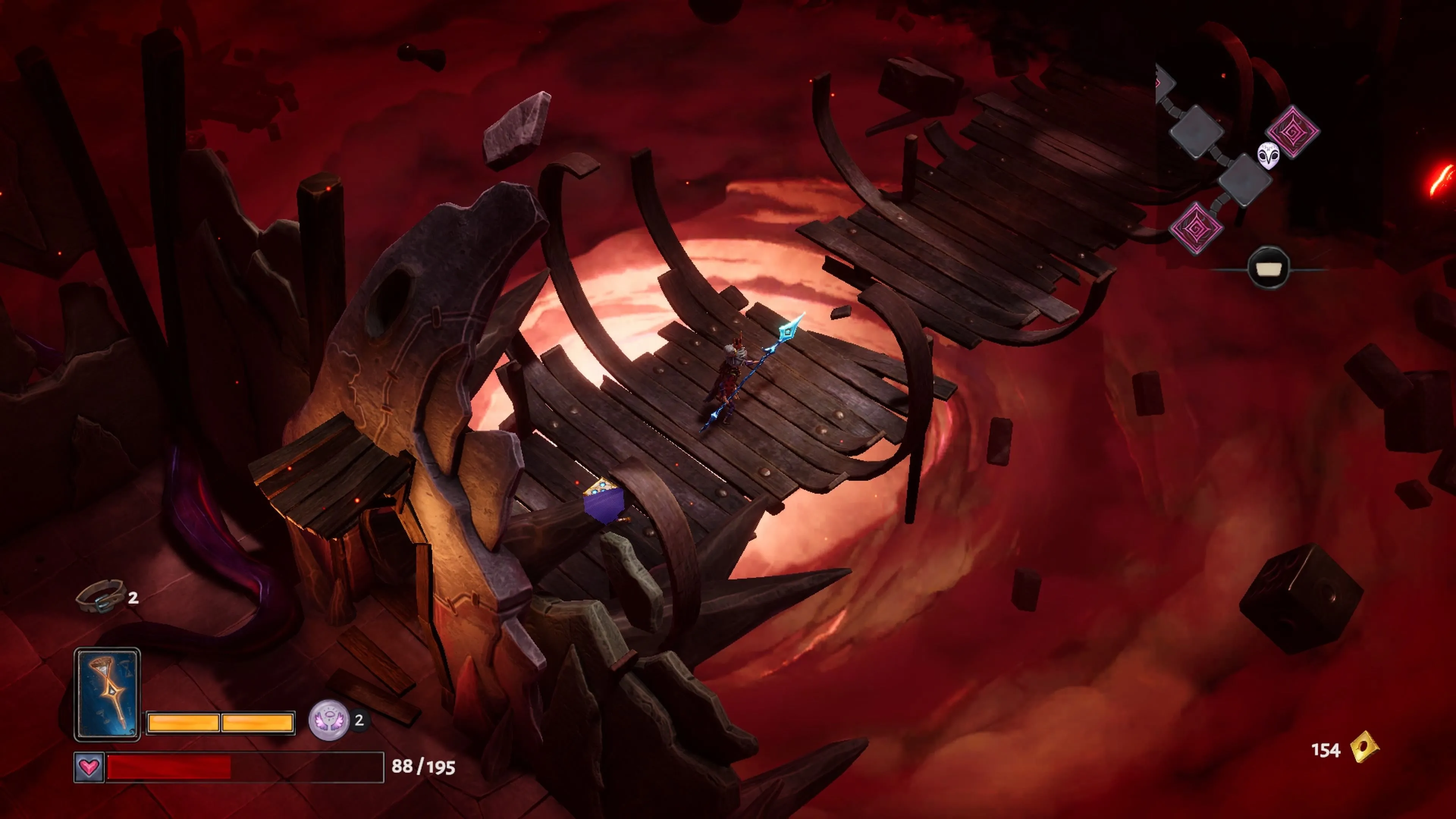 Khung cảnh gameplay Lost In Random The Eternal Die với cây cầu trong môi trường game