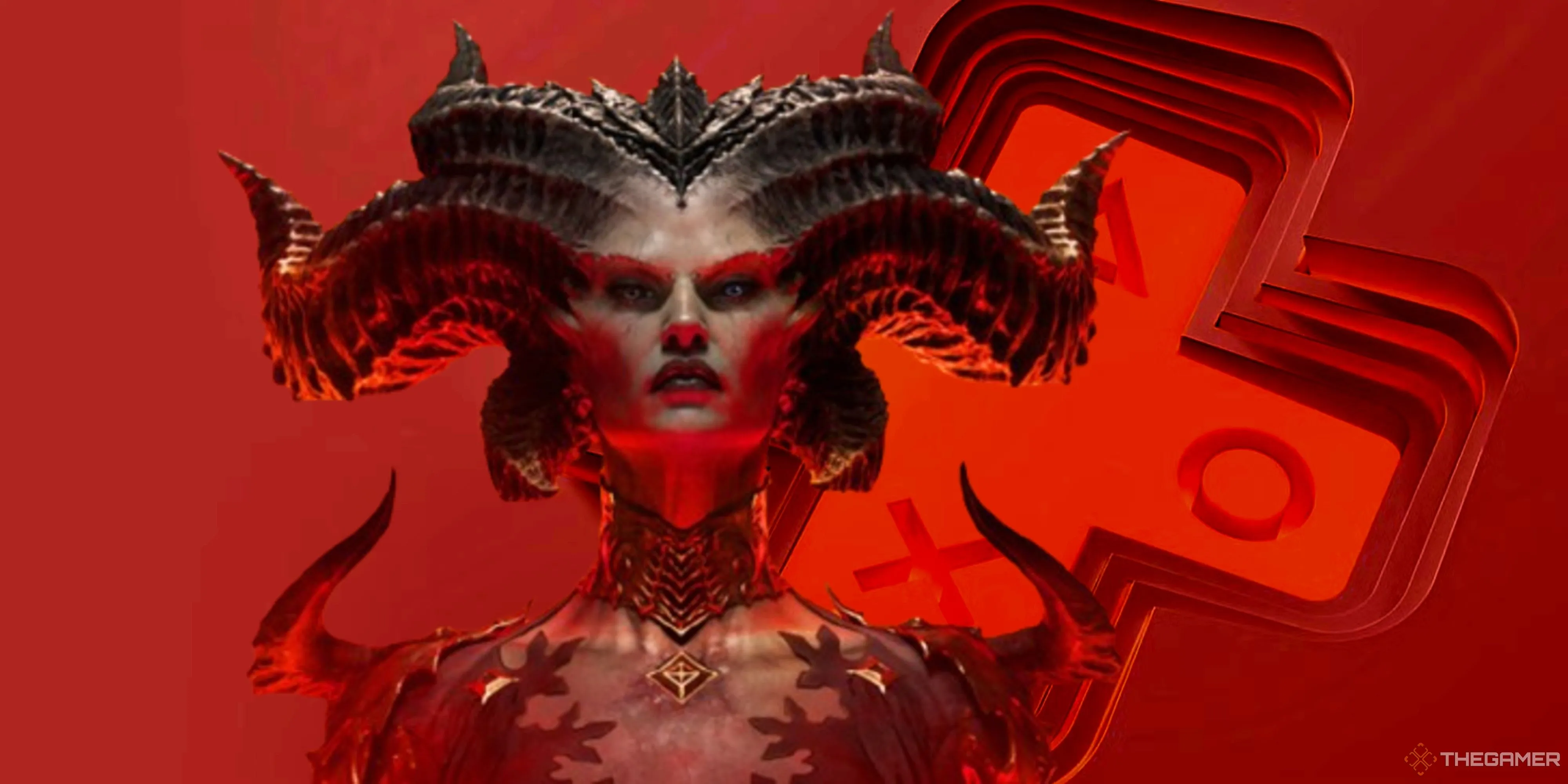 Lilith, nhân vật từ Diablo 4, minh họa cho tin tức game với logo PS Plus