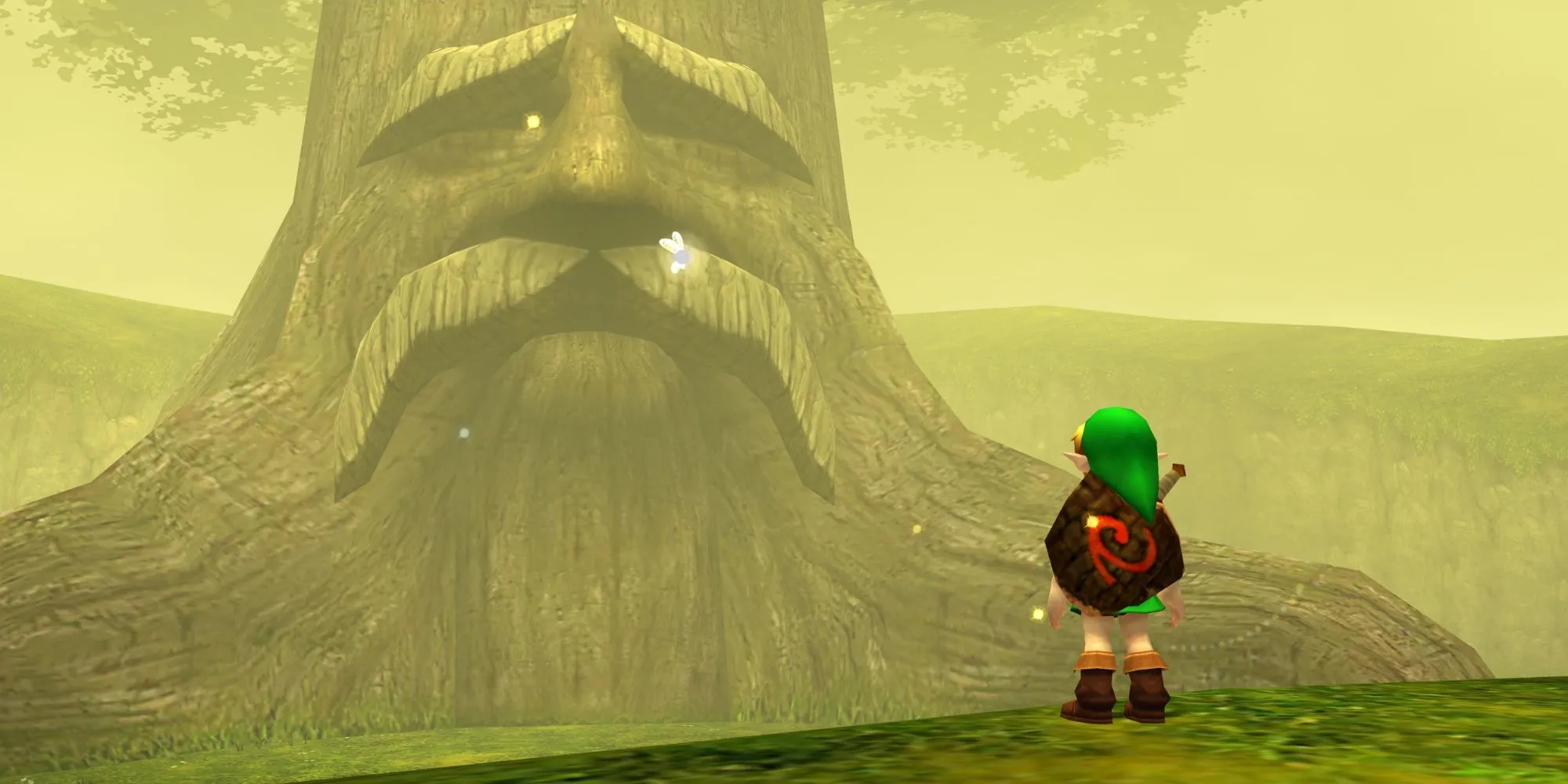 Link nói chuyện với cây Deku Tree trong game Legend of Zelda Ocarina of Time trên N64