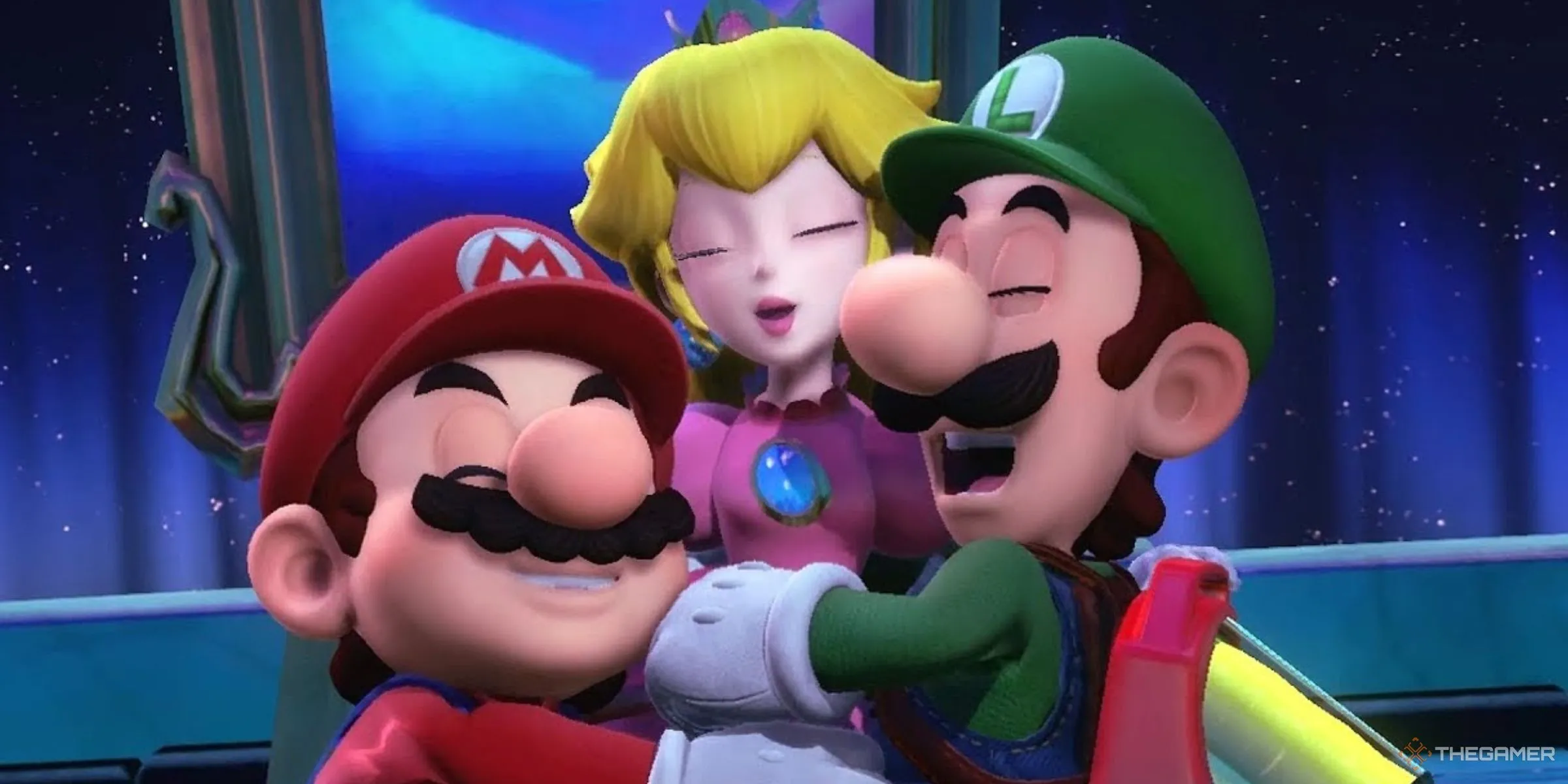 Luigi và Mario đoàn tụ với Công chúa Peach cuối game Luigi's Mansion 3