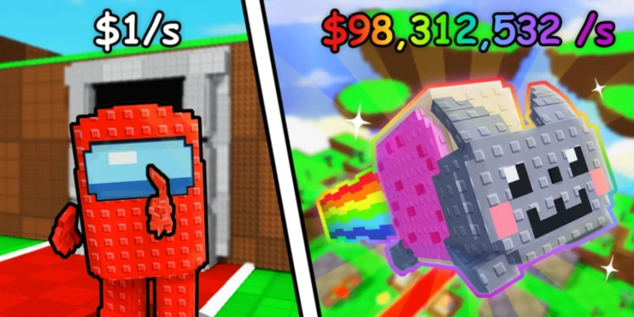 Màn hình chính game Steal a Meme hiển thị các nhân vật meme đang farm tiền