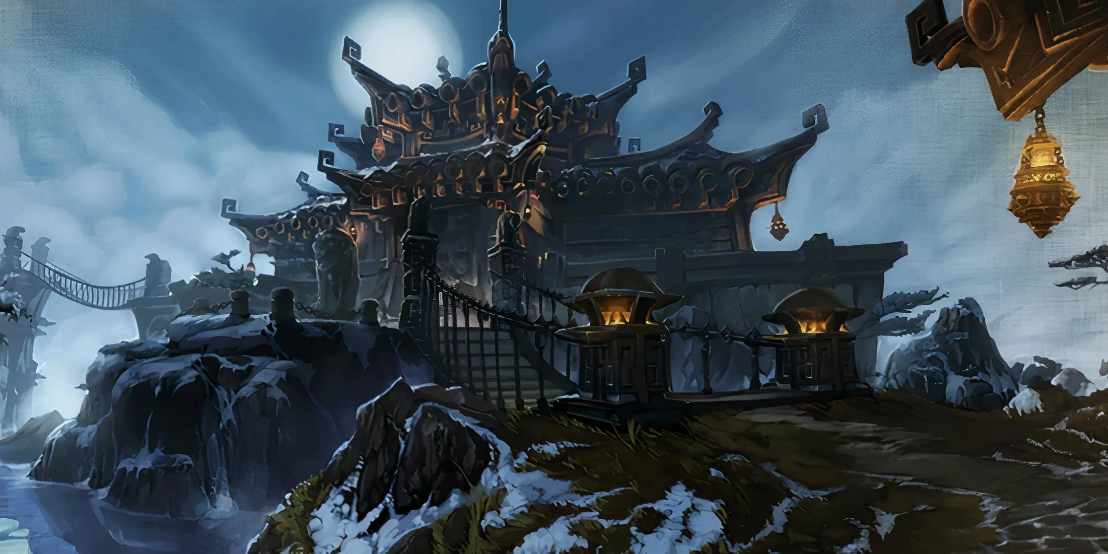 Màn hình tải game Shado-Pan Monastery, một khu vực cấp cao đầy thử thách và là trung tâm của các nội dung raid cuối game trong WoW Mists of Pandaria