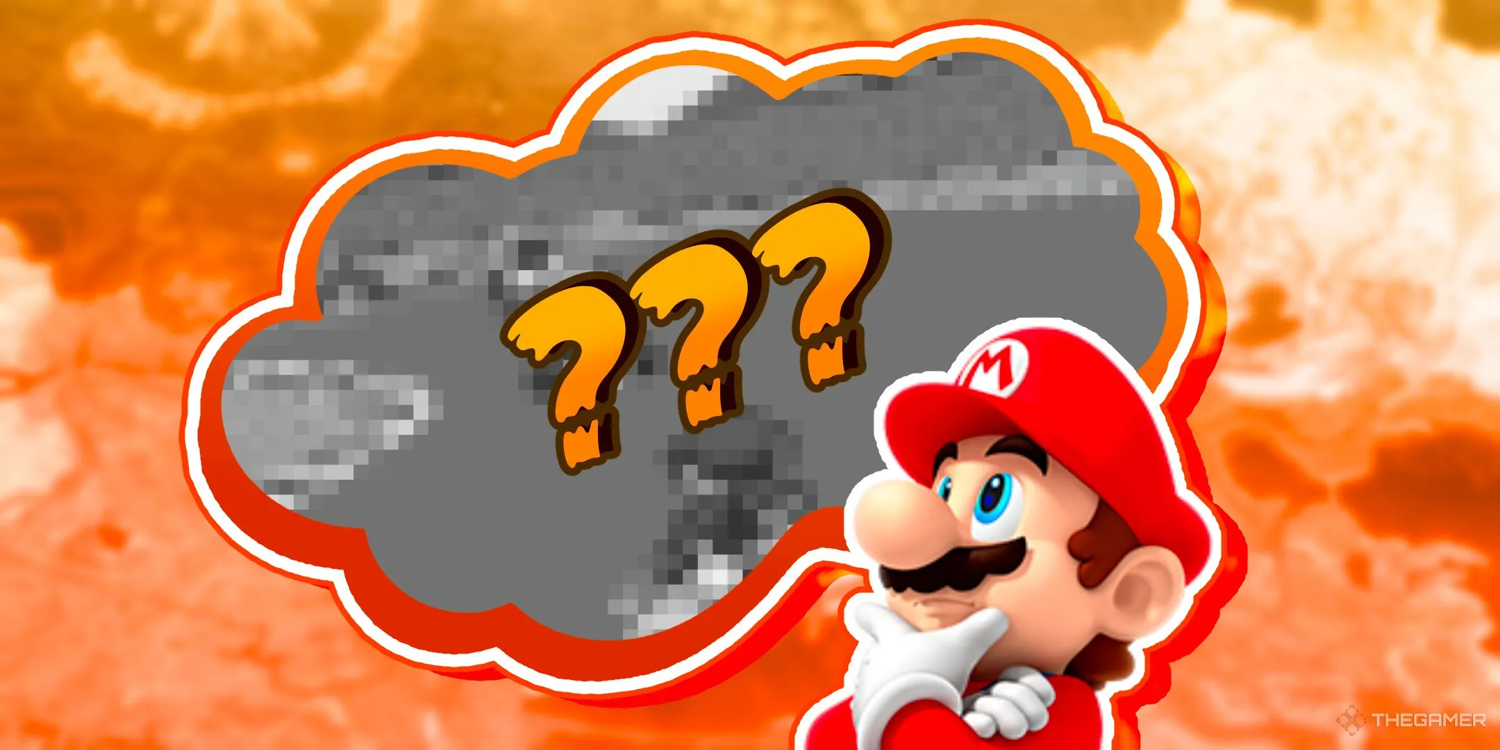 Mario đang nghĩ về đường đua Mario Kart World và hình ảnh đường đua cổ điển Super Mario Kart.