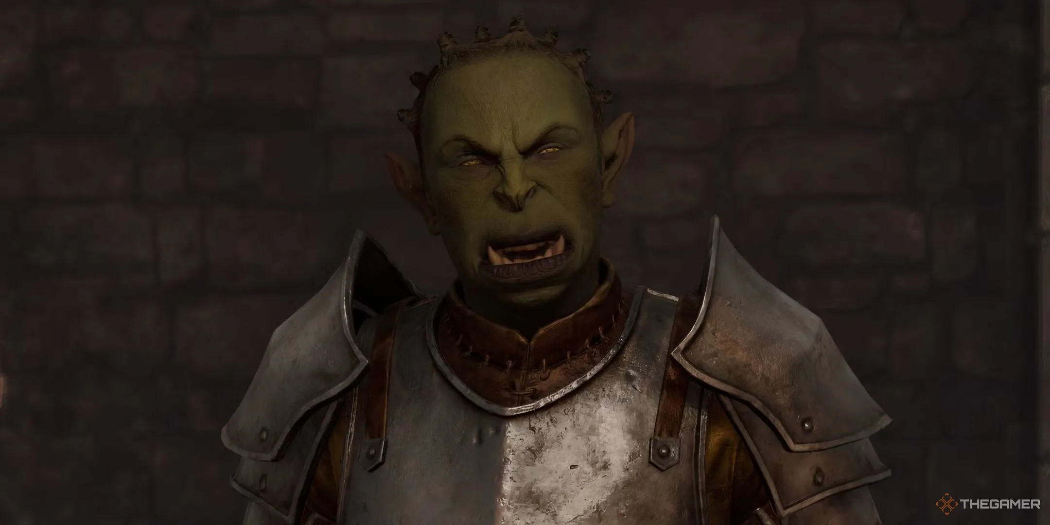 Mazoga the Orc mặc giáp bạc trong Oblivion Remastered