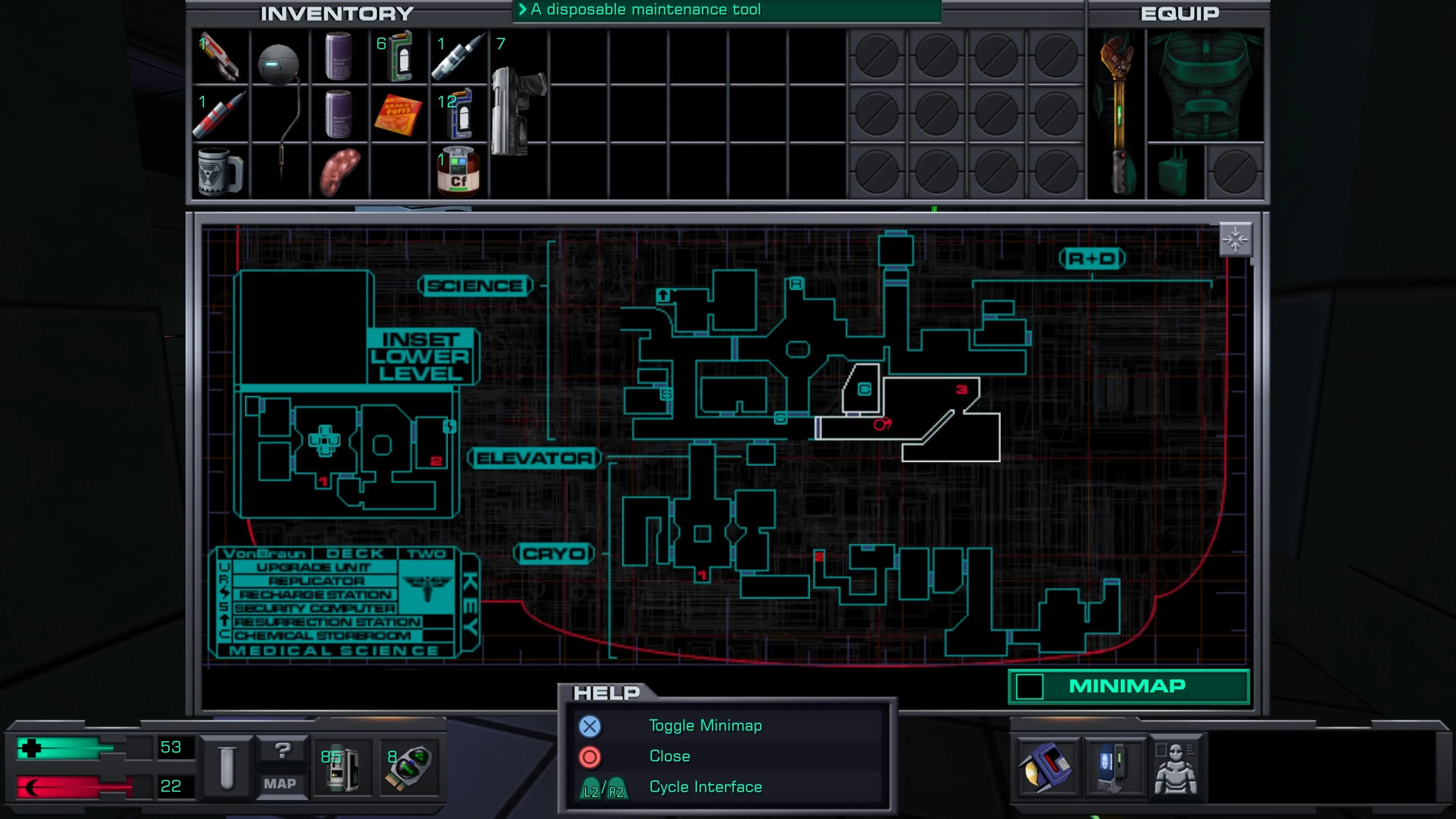 Menu trong System Shock 2