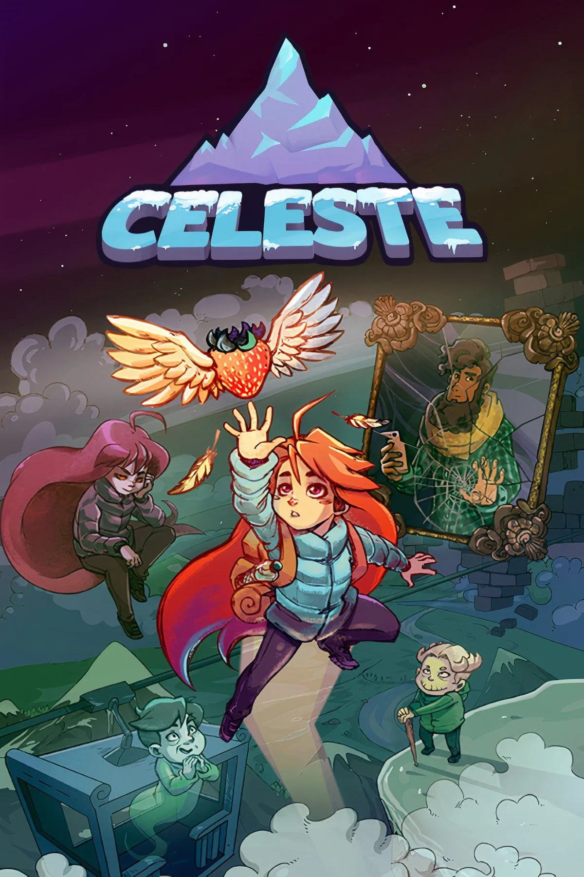Một cảnh trong game Celeste với nhân vật Madeline đang vượt chướng ngại vật trên núi