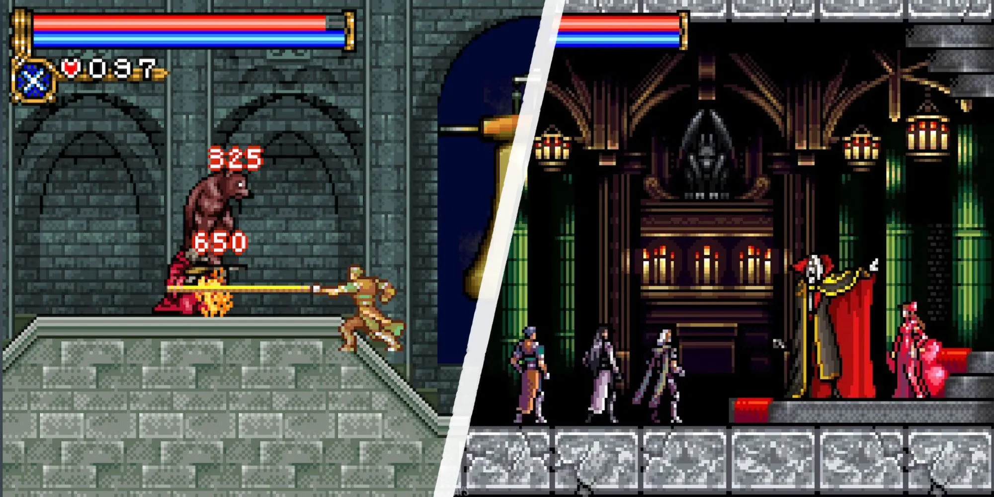 Nathan đối mặt với Dracula và các quái vật khác trong Castlevania: Circle of the Moon.