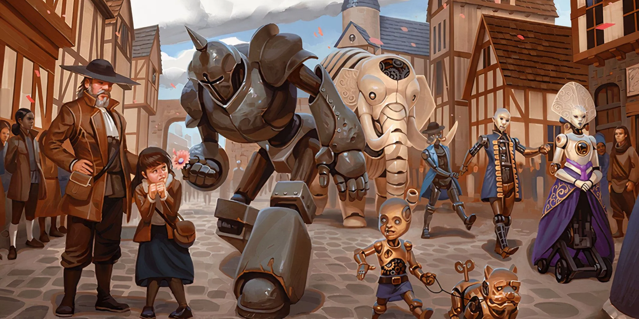 Người dân đi lại trên phố Waterdeep trong chiến dịch Dragon Heist của Dungeons &amp; Dragons