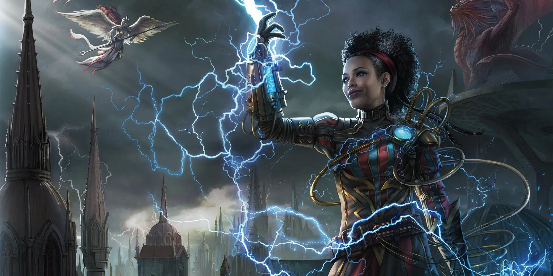 Nhân vật người chơi sử dụng phép thuật sấm sét tại Ravnica, minh họa khả năng Multiclass trong Dungeons &amp; Dragons