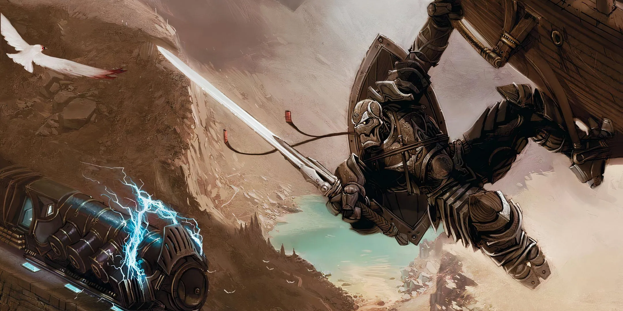 Nhân vật Warforged tấn công đoàn tàu ở Eberron trong Dungeons &amp; Dragons