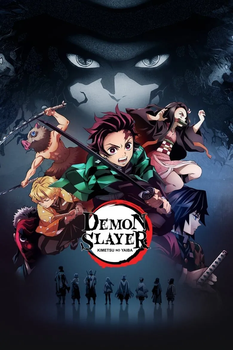 Poster chính thức của series anime Kimetsu no Yaiba, với các nhân vật chính và bối cảnh đặc trưng.