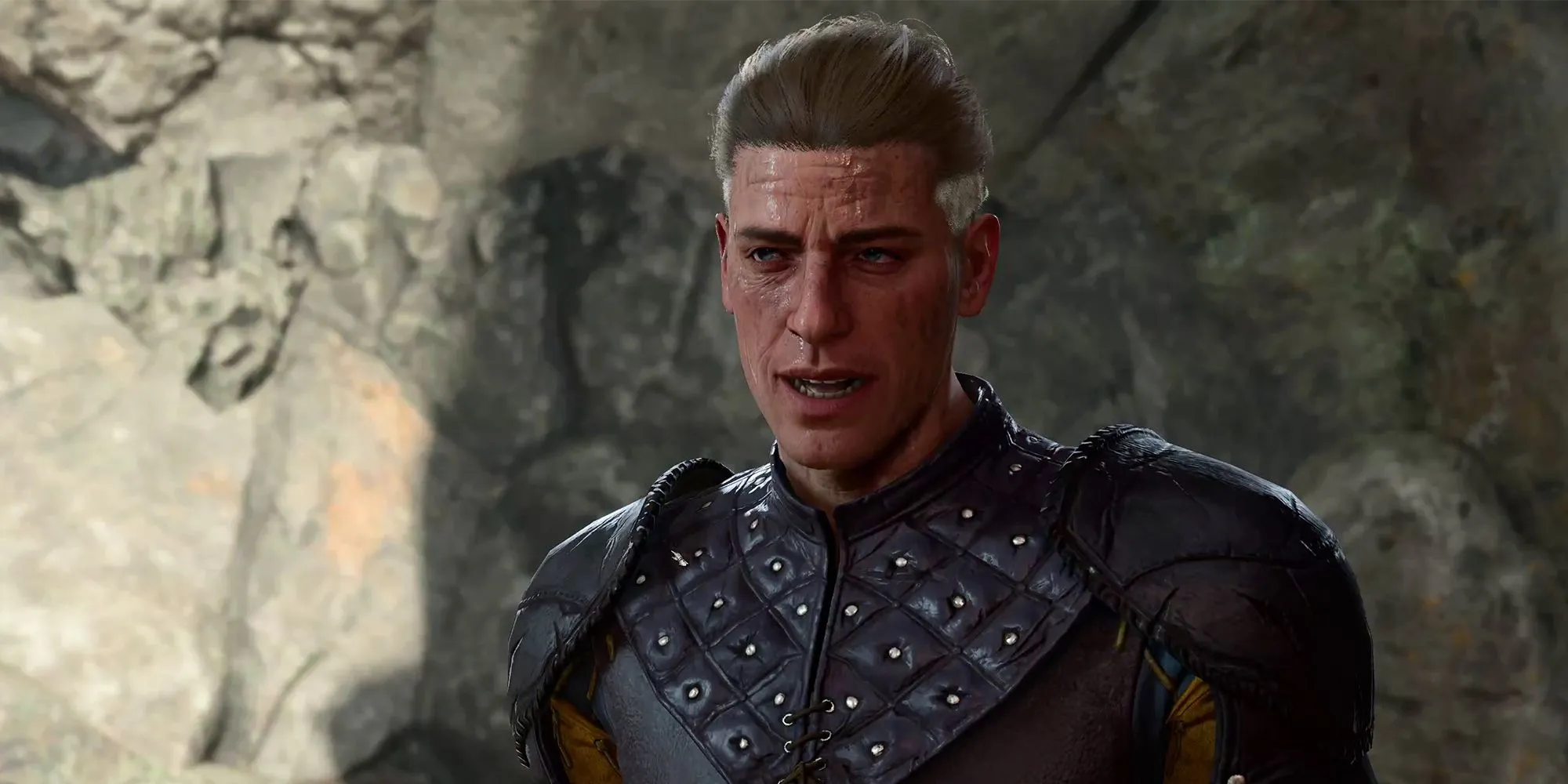 Rugan, đặc vụ Zhentarim trong Baldur's Gate 3, mặc giáp da đính