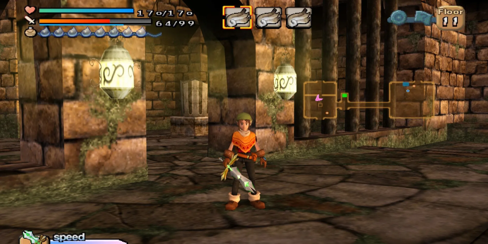 Screenshot gameplay Dark Cloud hiển thị cơ chế xây dựng thành phố Georama PS2