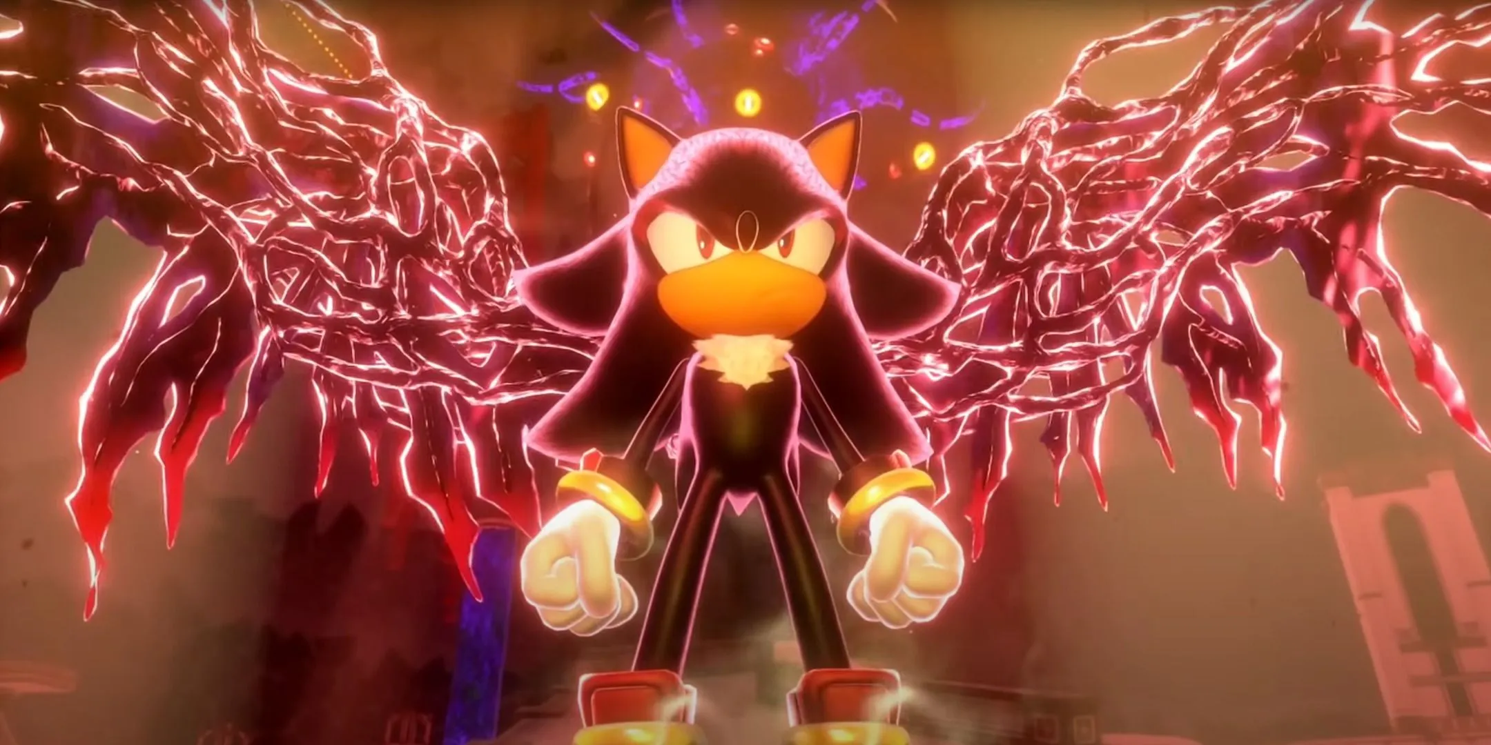Shadow the Hedgehog sử dụng Doom Wings trong game Sonic X Shadow Generations, biểu tượng của sự tức giận và sức mạnh.