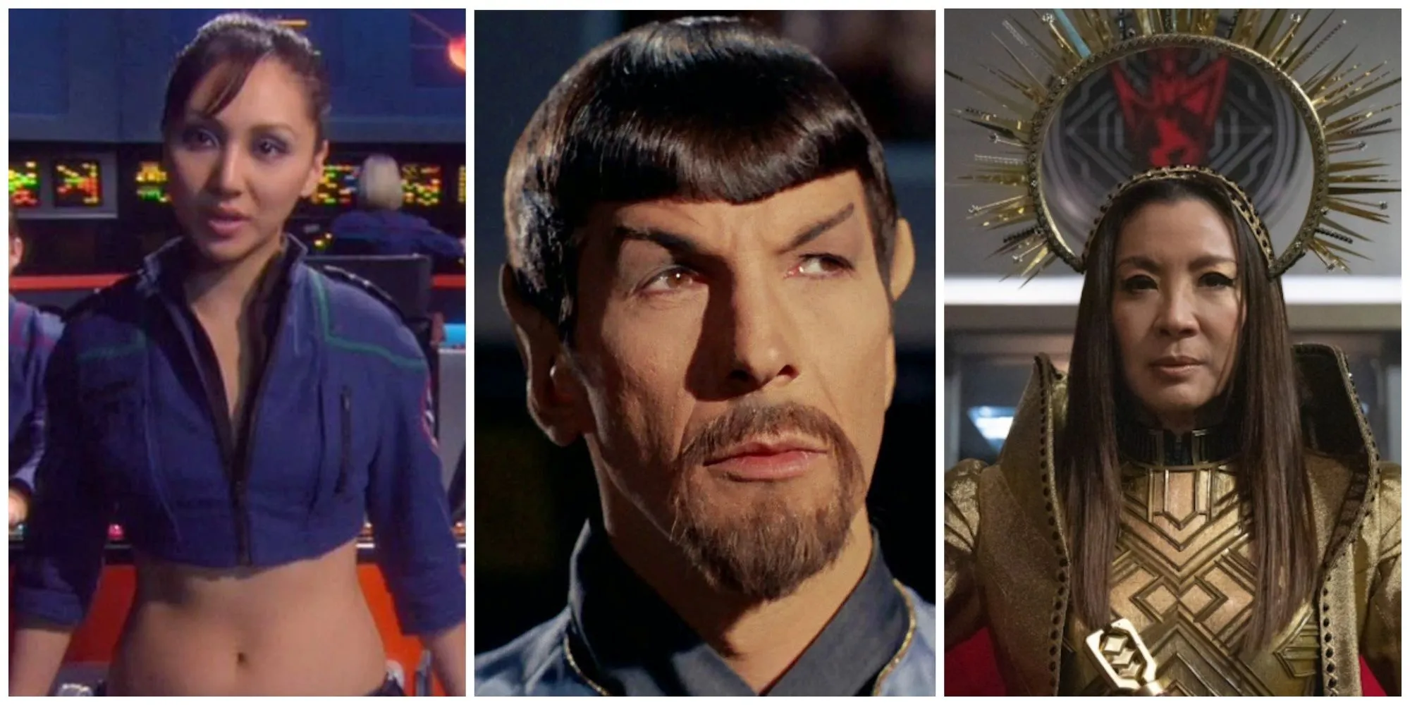 Tập hợp các phiên bản phản diện từ Vũ Trụ Gương trong Star Trek, bao gồm Spock râu dê, Takeda Sato và Georgiou