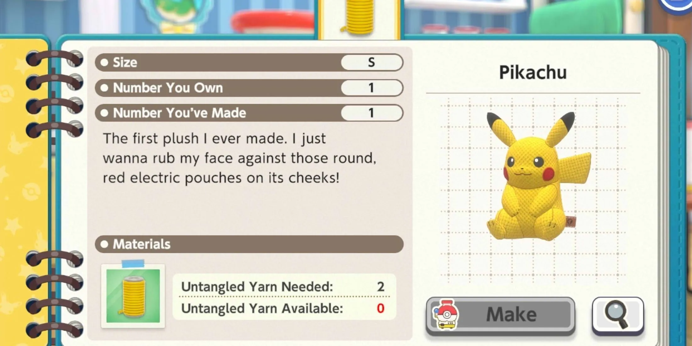 Thú nhồi bông Pikachu dễ thương được tạo ra từ máy Plush-O-Matic trong Pokemon Friends.