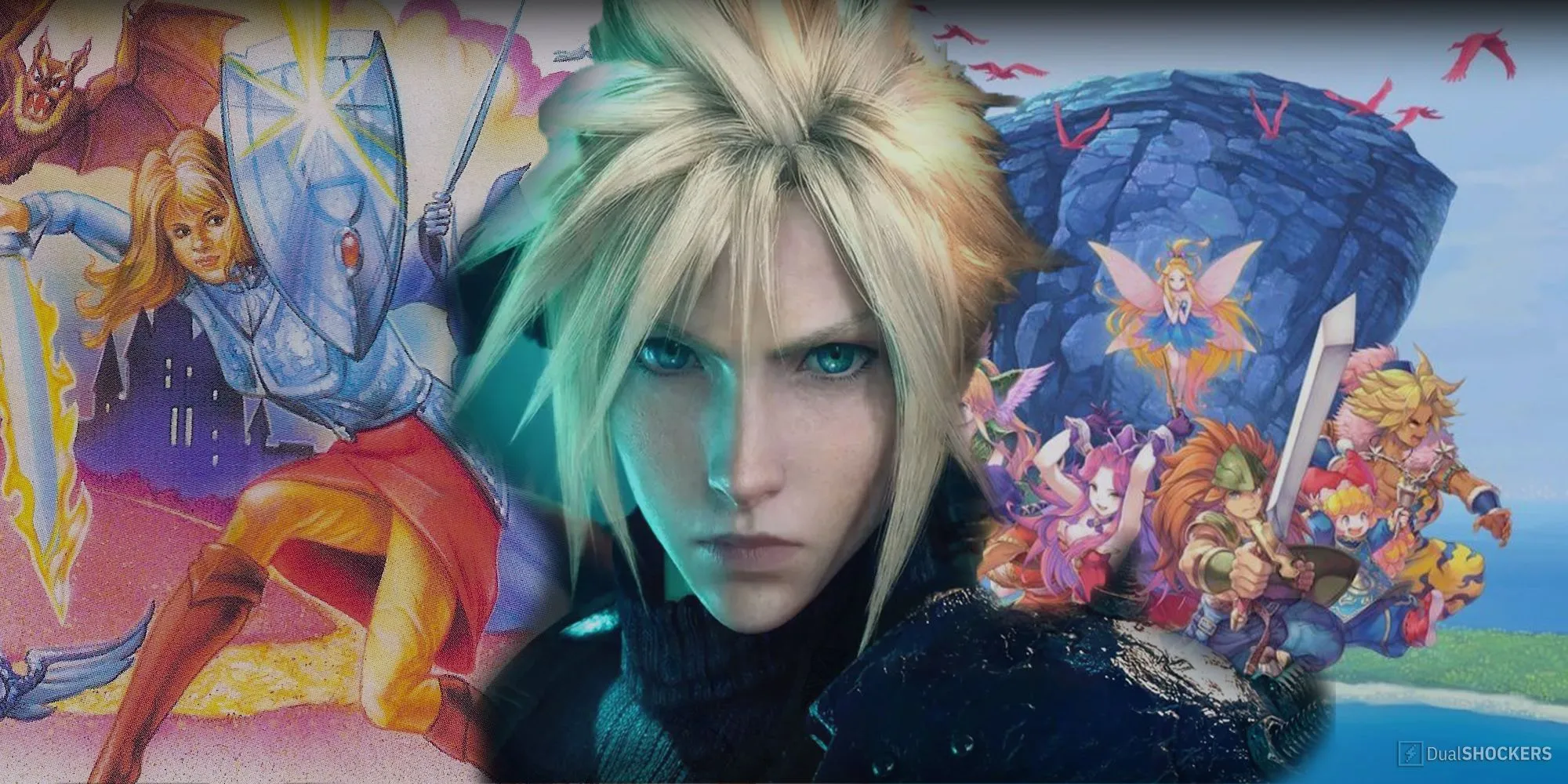 Tổ hợp ảnh các bản remake game RPG cổ điển hay nhất (Final Fantasy VII Remake, Trials of Mana, Phantasy Star)