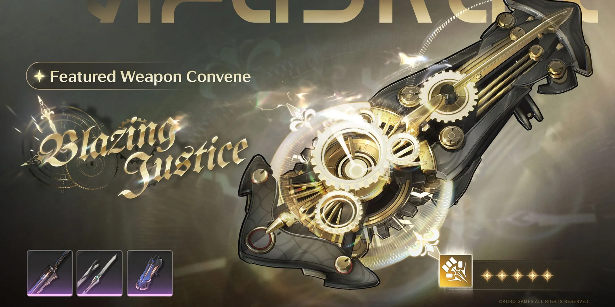Vũ khí Blazing Justice đi kèm banner Zani Wuthering Waves