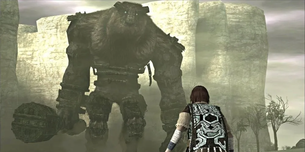 Wander đối mặt với Valus, Colossus đầu tiên trong Shadow of the Colossus