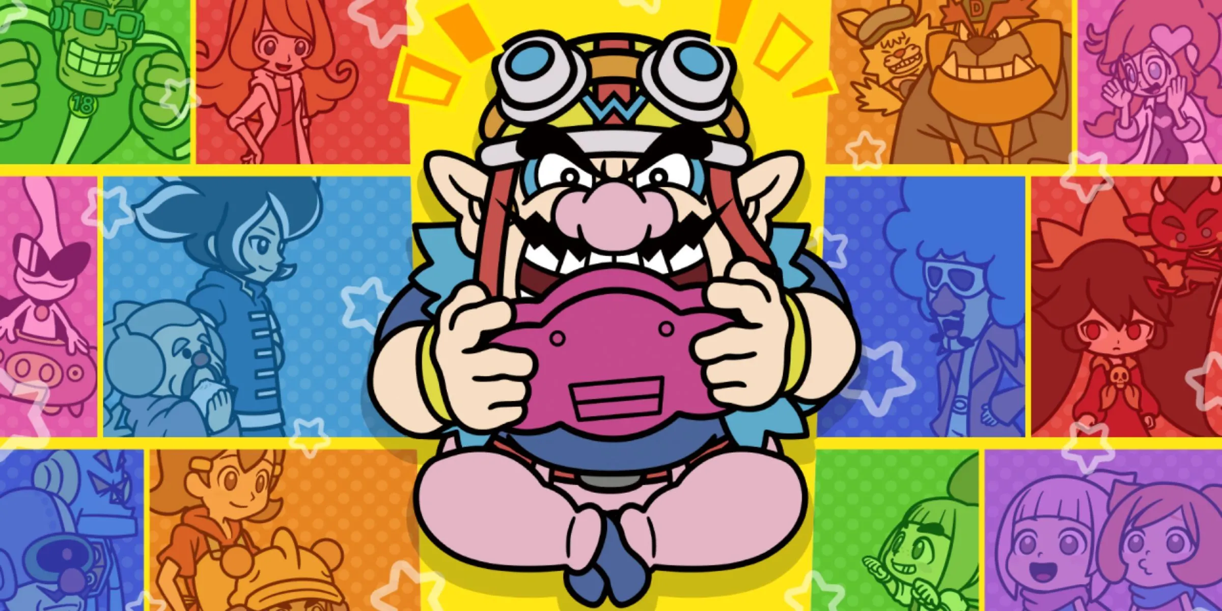 Wario và dàn nhân vật game WarioWare: Get It Together trong bức artwork chính thức
